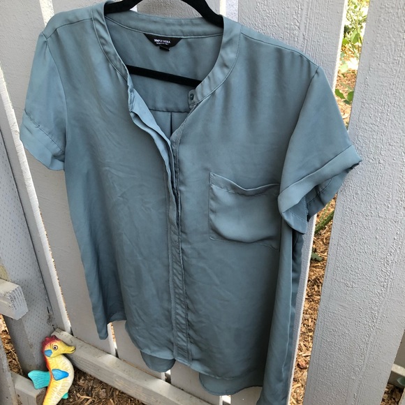 Simply Vera Wang button up top | greenish-gray - Picture 5 of 5